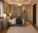Modern Grey Bedroom Set with Mirror Wardrobe and Side Cabinets & Chest of Drawers - Image 4