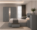 Luxury 5 Door Bedroom Furniture Set with Bed, Drawers & Bedside Tables - Image 4