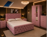 Premium Double Bed Set with 2 Door Wardrobe & Chest Drawer - Image 4