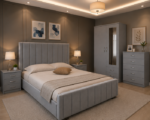 Designer Bedroom Set with 2 Door Mirror Wardrobe - Image 3