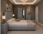 Designer Bedroom Set with 2 Door Mirror Wardrobe - Image 2