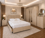 Luxury King Size Bed Set – Six Door Wardrobe with Mirror and Drawers – Five Drawer Chest – Two Bedside Tables (Copy)
