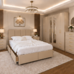 Luxury King Size Bed Set – Six Door Wardrobe with Mirror and Drawers – Five Drawer Chest – Two Bedside Tables
