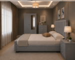 Designer Bedroom Set with 2 Door Mirror Wardrobe - Image 4