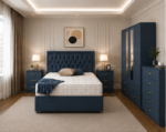 Designer Bedroom Suite – Double Divan Bed, 4 Door Mirrored Wardrobe & 5 Drawer Chest - Image 5