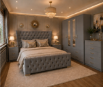 Luxury Grey Bedroom Set – 4 Door Wardrobe, Bedside Tables & Chest of Drawers