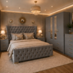 Luxury Grey Bedroom Set – 4 Door Wardrobe, Bedside Tables & Chest of Drawers