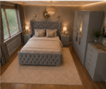 Luxury Grey Bedroom Set – 4 Door Wardrobe, Bedside Tables & Chest of Drawers - Image 4