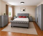 Luxury Wooden Sleigh Bedroom Set  - Sleigh Bed & Bedside Table Set  - Premium Sleigh Storage Furniture Set - Image 3
