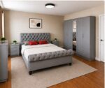 Luxury Wooden Sleigh Bedroom Set  - Sleigh Bed & Bedside Table Set  - Premium Sleigh Storage Furniture Set
