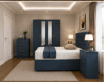 Designer Bedroom Suite – Double Divan Bed, 4 Door Mirrored Wardrobe & 5 Drawer Chest - Image 3