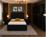 Modern Complete Black Bedroom Set – 6 Door Mirror Wardrobe, 4 Drawers & Storage Furniture - Image 2