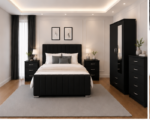 Modern Bedroom Essentials Set with Wardrobe and Drawers