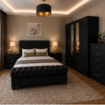 Designer Bedroom Set –  4 Door Wardrobe &  Side Tables, Chest of Drawers