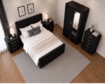Modern Bedroom Essentials Set with Wardrobe and Drawers - Image 3