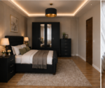 Designer Bedroom Set –  4 Door Wardrobe &  Side Tables, Chest of Drawers - Image 2