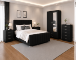 Modern Bedroom Essentials Set with Wardrobe and Drawers - Image 2