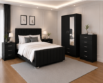Modern Bedroom Essentials Set with Wardrobe and Drawers - Image 5