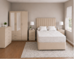 Premium Beige Bedroom Suite Set - Wardrobe with Drawers, Chest & Bedside Tables - Image 2