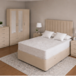 Premium Beige Bedroom Suite Set - Wardrobe with Drawers, Chest & Bedside Tables