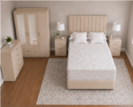Premium Beige Bedroom Suite Set - Wardrobe with Drawers, Chest & Bedside Tables - Image 4