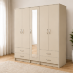 Stylish 5 Door Wardrobe Closet with Mirror - 5 Door Wardrobe with Full Mirror & 4 Drawers