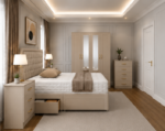 Richmond  Bedroom Collection – Double Bed, Bedside Tables & Mirrored Wardrobe in beige colors - Image 2