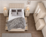 Premium Beige Bedroom Set - Mirror Wardrobe, Chest & Storage Bed - Image 5