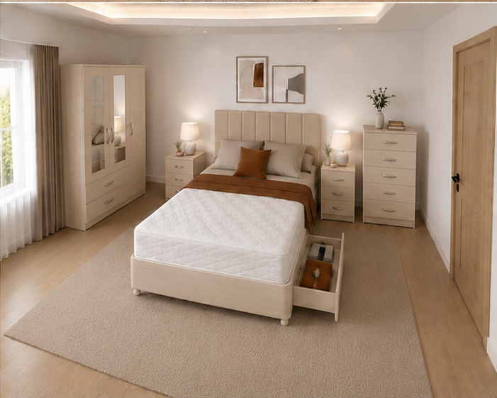 beige_corner_view(1) Luxury Wooden Bedroom Set - Modern Bedroom Set with Wardrobe - Image 1