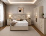 Richmond  Bedroom Collection – Double Bed, Bedside Tables & Mirrored Wardrobe in beige colors - Image 4