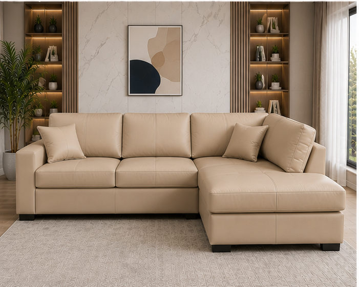 beige_front_view Dylan Luxury 4 Seater Corner Sofa - Modern Living Sofa – Elegant Corner Sofa - Image 1