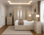 Richmond  Bedroom Collection – Double Bed, Bedside Tables & Mirrored Wardrobe in beige colors - Image 3