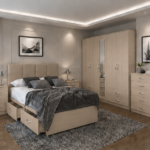 Contemporary Beige Bedroom Bundle – Storage Bed & Multi-Door Wardrobe