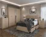 Contemporary Beige Bedroom Bundle – Storage Bed & Multi-Door Wardrobe - Image 2