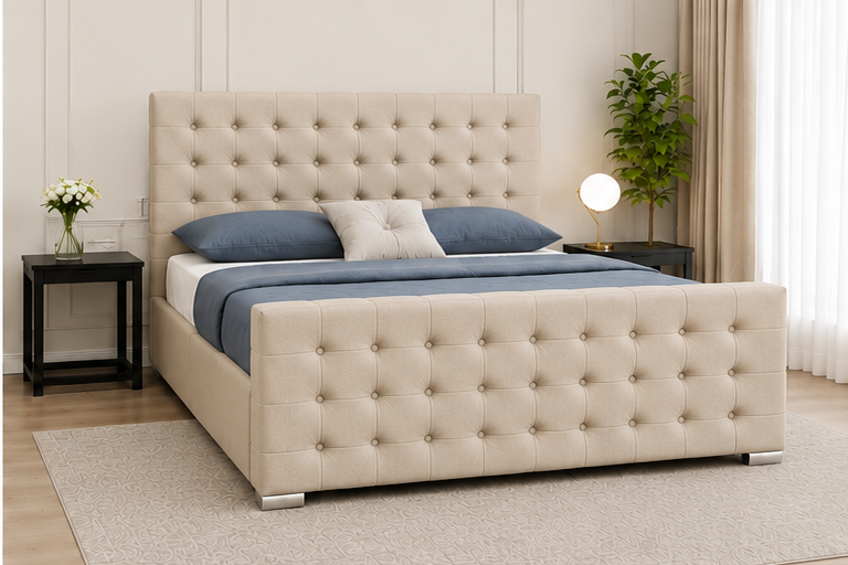 beige_top_right Florida Premium King Size Bed- Stylish Fram - Image 1