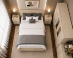 Modern beige Bedroom Furniture Set – 4 Door Wardrobe, Chest of Drawers & 2 Bedside Tables - Image 4