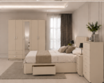 Modern Complete Bedroom Set – 5 Door Wardrobe, Bed & Storage Collection - Image 4
