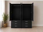 Four Door Wardrobe with 4 Bottom Drawers with black colors - Image 4