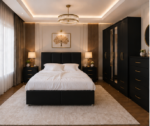 Modern king Bed Furniture Set – 6 Door Mirrored Wardrobe – 5 Drawer Chest – Pair of Bedside Cabinets - Image 4