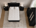 Elegant Home Black Bedroom Set - 4 Door Wardrobe with Bedside Tables & Chest of Drawers - Image 3