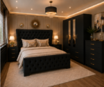Modern Black Bedroom Set with Large Wardrobe, Side Tables and Drawer Chest - Image 3