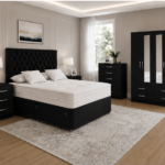Elegant Home Black Bedroom Set - 4 Door Wardrobe with Bedside Tables & Chest of Drawers