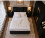 Modern king Bed Furniture Set – 6 Door Mirrored Wardrobe – 5 Drawer Chest – Pair of Bedside Cabinets - Image 2