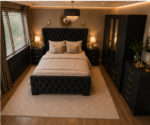 Modern Black Bedroom Set with Large Wardrobe, Side Tables and Drawer Chest - Image 4