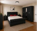 Luxury Sleigh Bedroom Suite Set  - Sleigh Bed & Chest Drawer Set Contemporary  - Bedroom Furniture