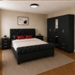 Luxury Sleigh Bedroom Suite Set  - Sleigh Bed & Chest Drawer Set Contemporary  - Bedroom Furniture