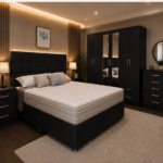 Elegant Bedroom Set – King Storage Bed – Six Door Mirror Wardrobe – 5 Drawer Chest – Two Bedside Tables