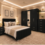 Modern Master Bedroom Furniture Collection_ Bed, Wardrobe & Chest of drawer