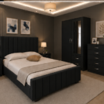 Stylish Double Bed Room Set with Wardrobe and Chest