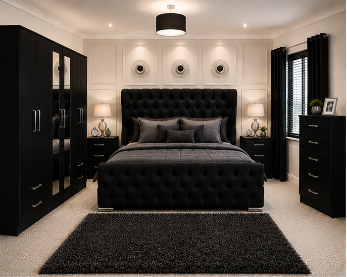 black_bedroom_view_1 Premium Bedroom Furniture for Stylish Homes - Image 1
